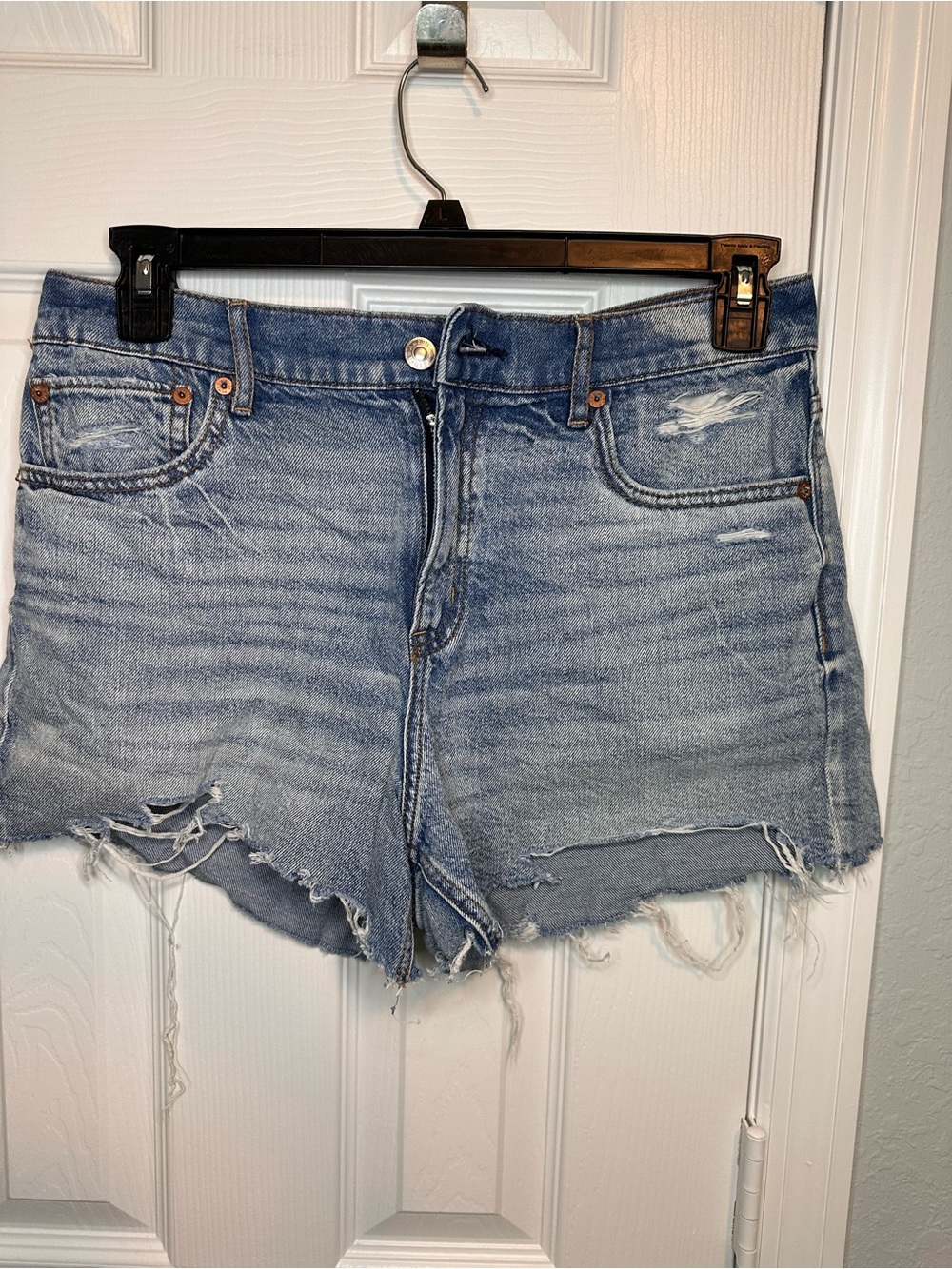 American Eagle Outfitters Light Blue Distressed Denim Cutoff Shorts